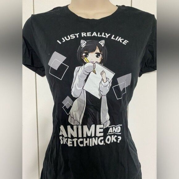 Tops - JUST A GIRL WHO LOVES ANIME AND SKETCHING. Tshirt Size: S (Jrs) - GUC